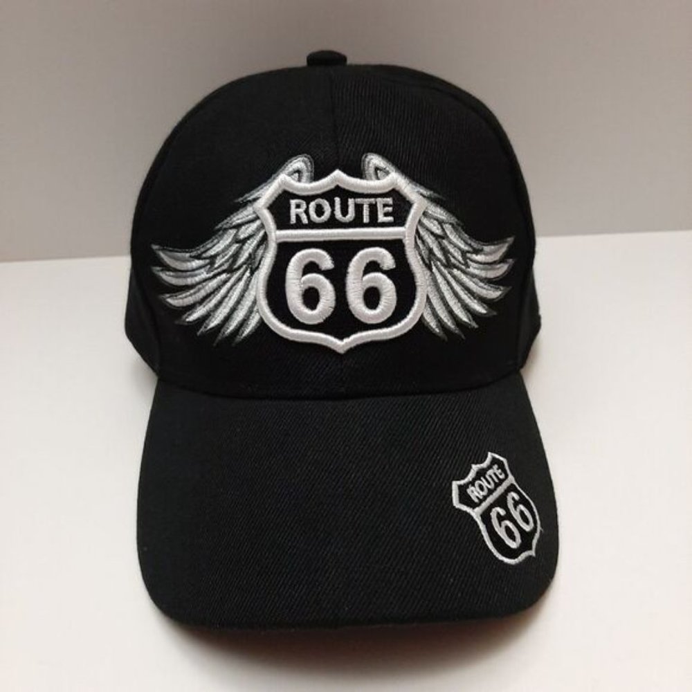 ROUTE 66 by Joycap Classic Baseball Ball Hat Adjustable Back B&W OS - Picture 2 of 13